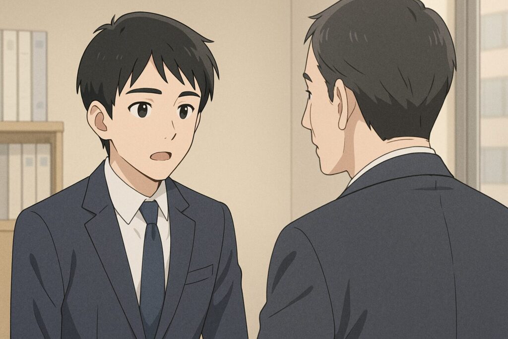 上司に退職の意思を伝えている